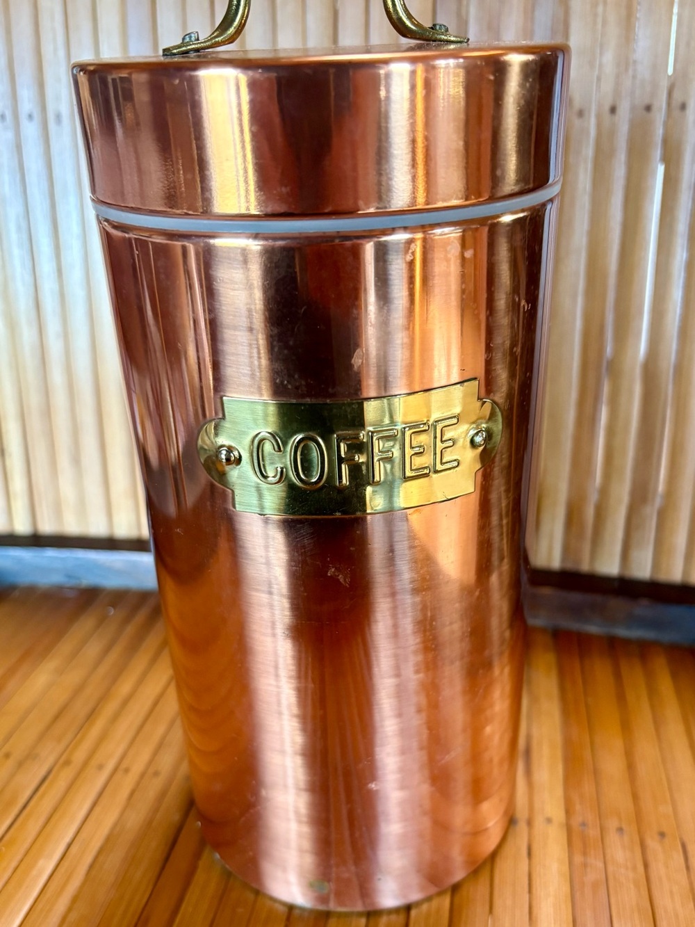 Copper Coffee Canister with Brass Label - Copper Finish